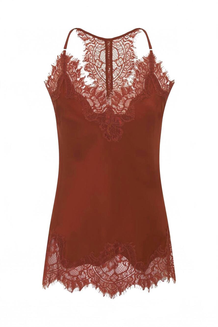 NEW GOLD HAWK women's lucy lace silk trim cami in cinnamon